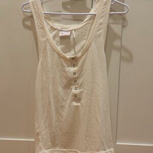 Off White Tank Top with Buttons, Good Condition